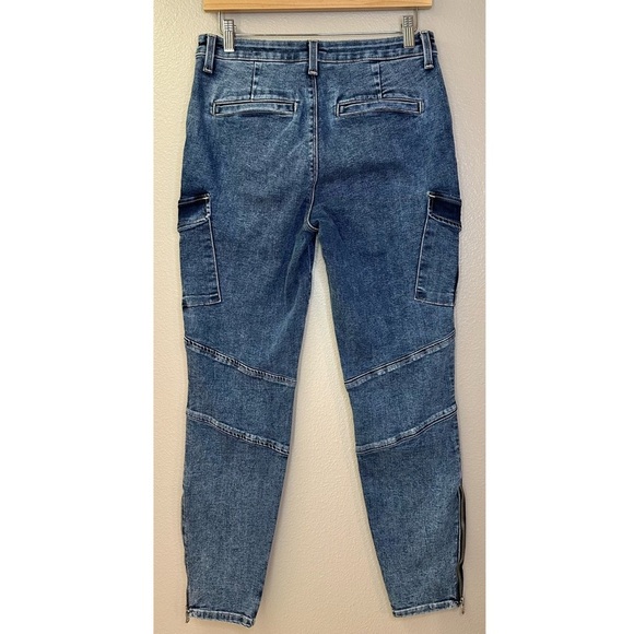 L’AGENCE Patton Skinny Cargo Jeans Solway Side Zip Mid Rise Moto Stretch - Picture 8 of 15
